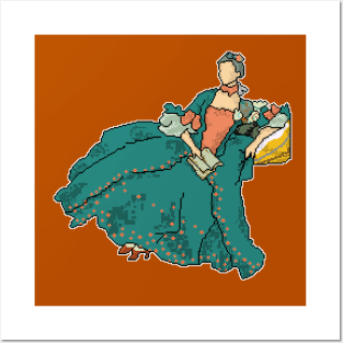 Digital Pixel Art Portrait of Madame de Pompadour - "Pixel Pompadour" Posters and Art